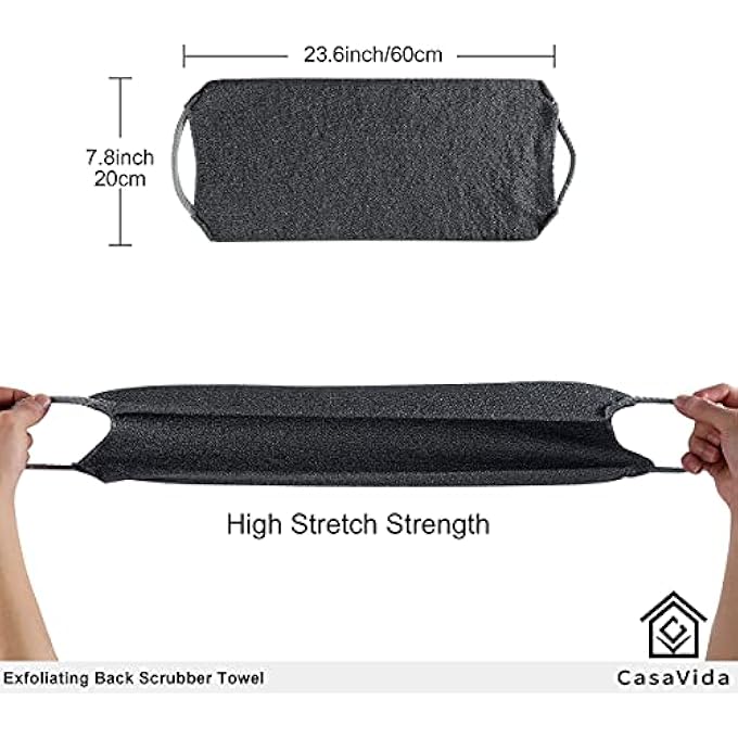 CasaVida Back Scrubber for Shower Exfoliating Body Scrubber Nylon Bath Towel Shower Back Washer Exfoliating Washcloth Rear Scrub Japanese Stretchable Pull Strap Wash Cloth Scrub Washcloth 2 Pack - Image 4